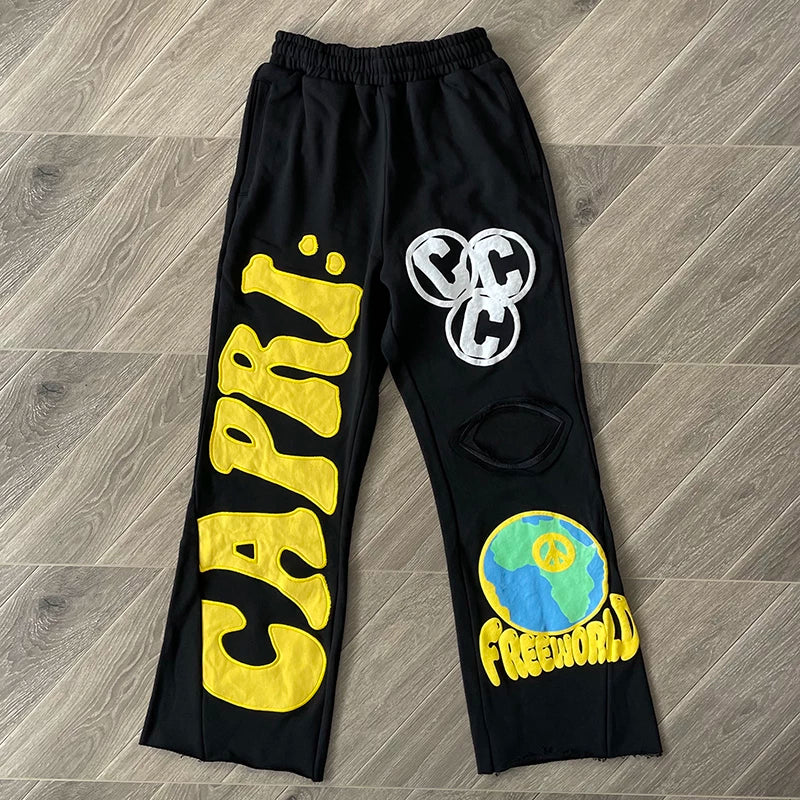 Hellstar Studios Project Capri Flared pants with horn splicing sports pants (2)