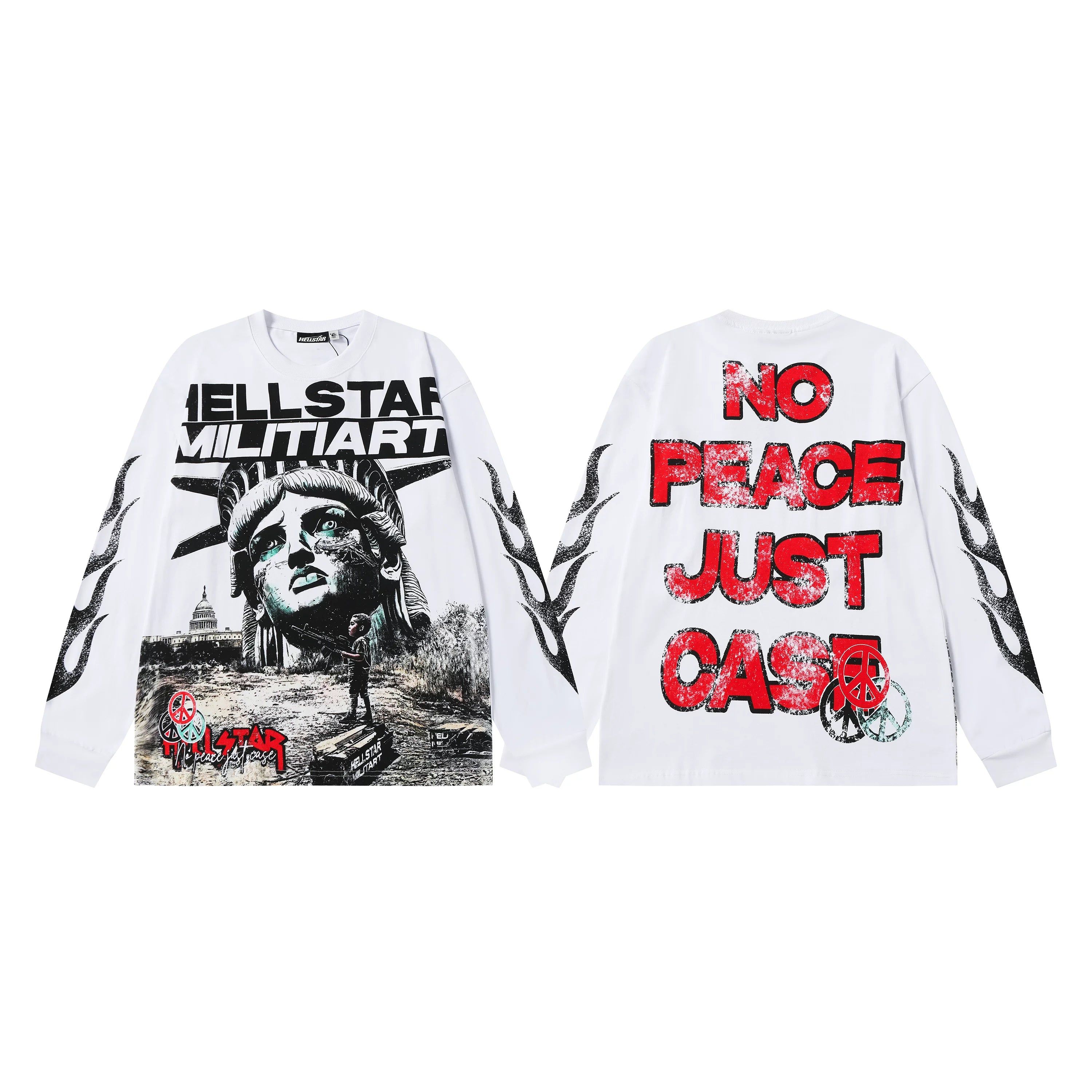 High weight HELLSTAR Hellstar American style trendy brand long sleeved trendy brand autumn and winter vintage men's and women's t-shirt (2)