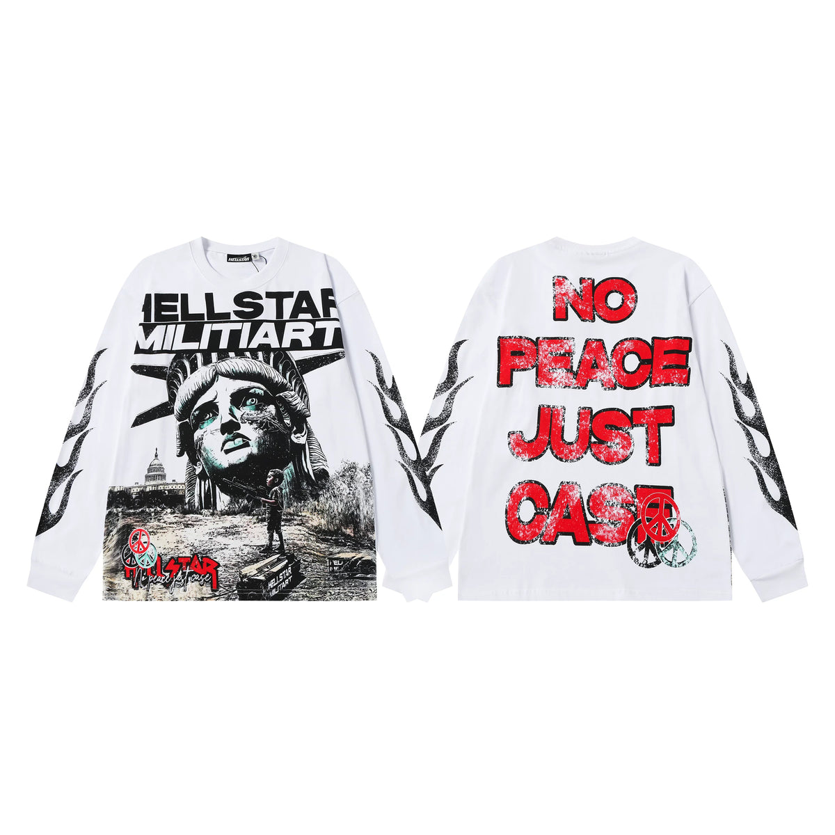 High weight HELLSTAR Hellstar American style trendy brand long sleeved trendy brand autumn and winter vintage men's and women's t-shirt (2)