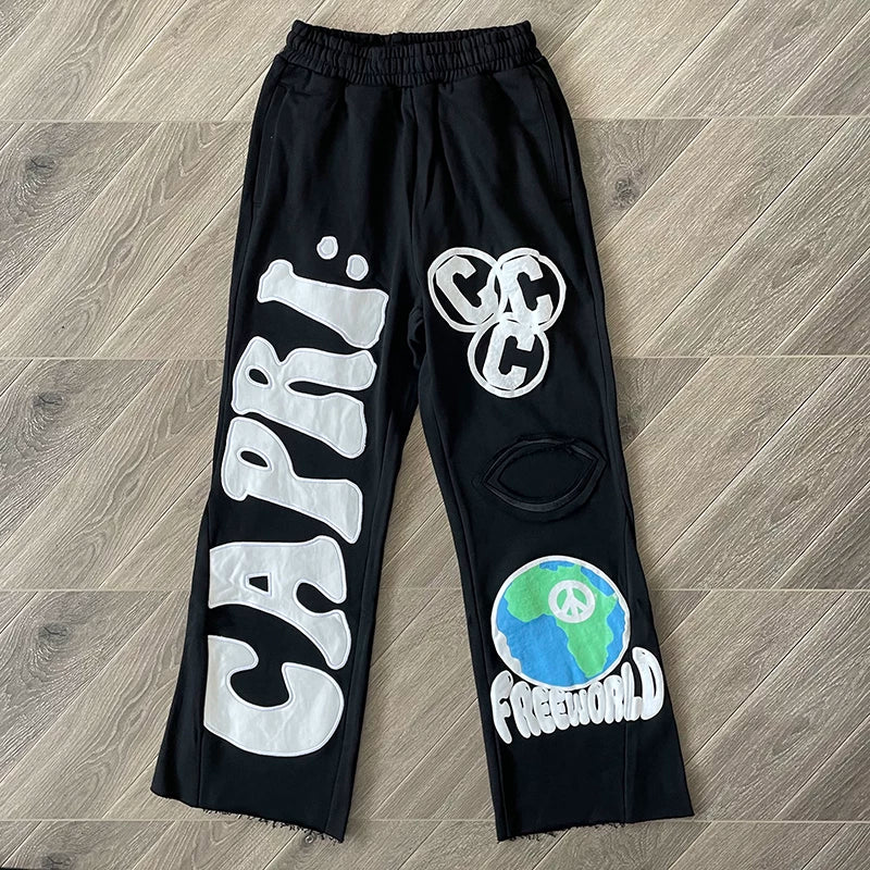 Hellstar Studios Project Capri Flared pants with horn splicing sports pants (3)