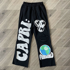 Hellstar Studios Project Capri Flared pants with horn splicing sports pants (3)