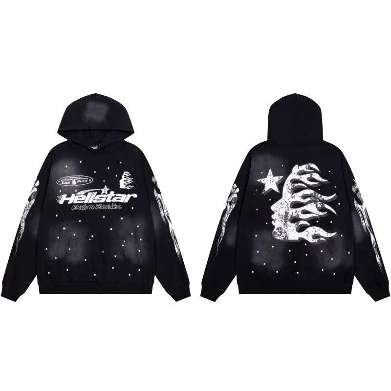 Hellstar American High Street Retro Loose Water Washed Vintage Men's and Women's VTG Hoodies Hoodies Hoodies Ins (21)