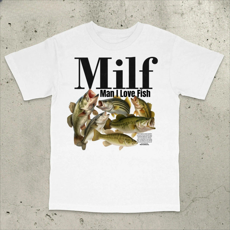 Man I Love Fish Bass T-Shirt - Vintage Style Fishing Graphic Tee