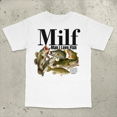 Man I Love Fish Bass T-Shirt - Vintage Style Fishing Graphic Tee