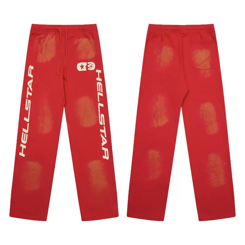 High quality Hellstar washed American retro straight tube micro trumpet long pants for men and women's bathroom, trendy (23)