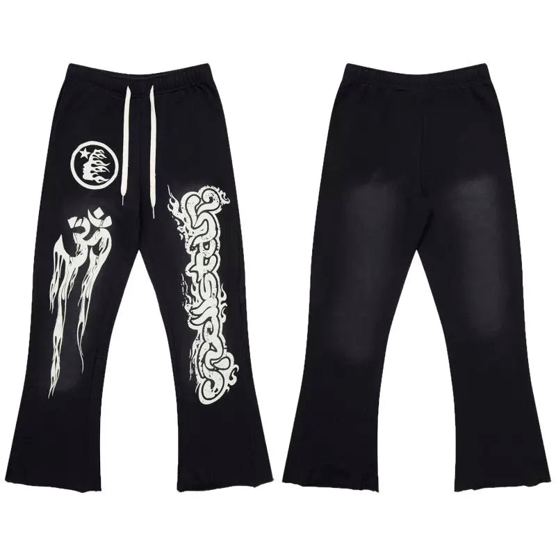 High quality Hellstar washed American retro straight tube micro trumpet long pants for men and women's bathroom, trendy (22)