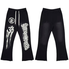 High quality Hellstar washed American retro straight tube micro trumpet long pants for men and women's bathroom, trendy (22)