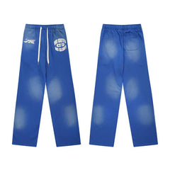 High quality Hellstar washed American retro straight tube micro trumpet long pants for men and women's bathroom, trendy (2)
