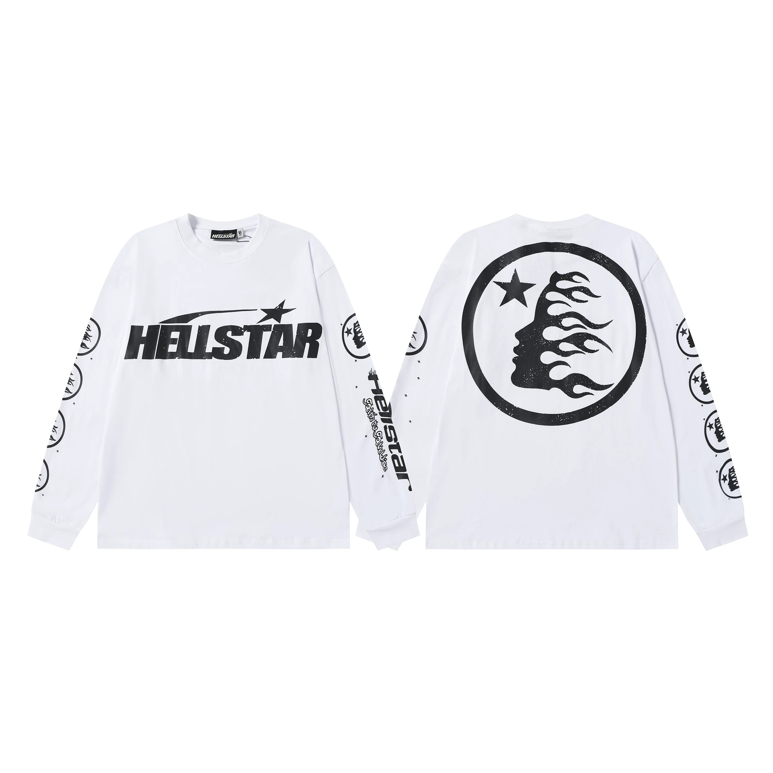 High weight HELLSTAR Hellstar American style trendy brand long sleeved trendy brand autumn and winter vintage men's and women's t-shirt (7)