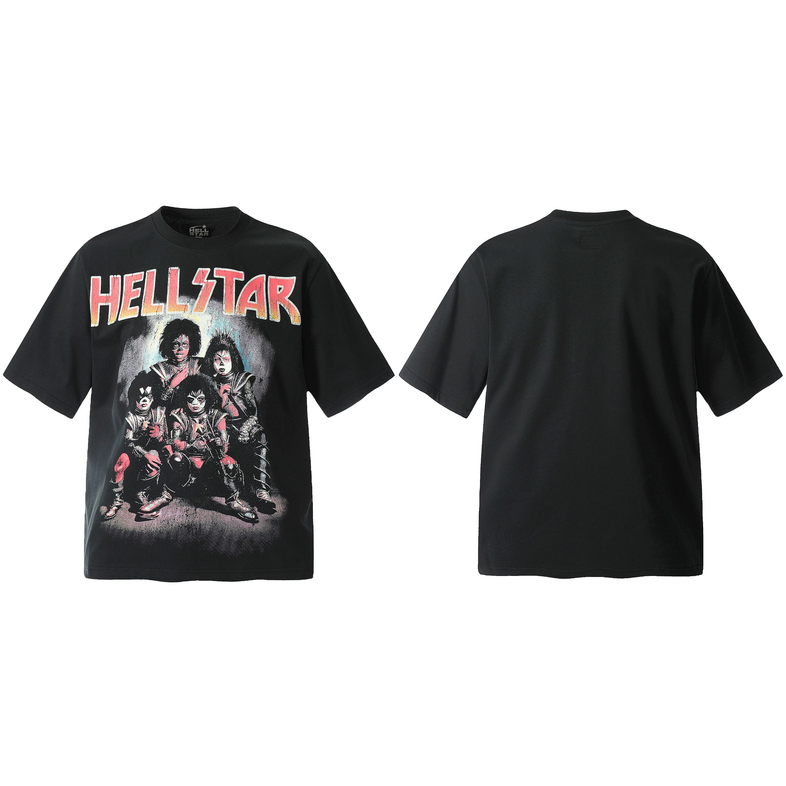 HELL Hell's Star Short Sleeve Trendy Brand American High Street Vintage Summer Couple Dress Men's and Women's Half Sleeve T-shirt (4)